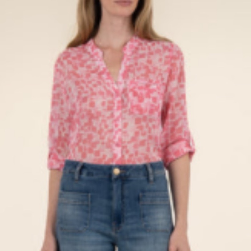 Kut from the Kloth Pink Patterned Blouse Jasmine Chiffon